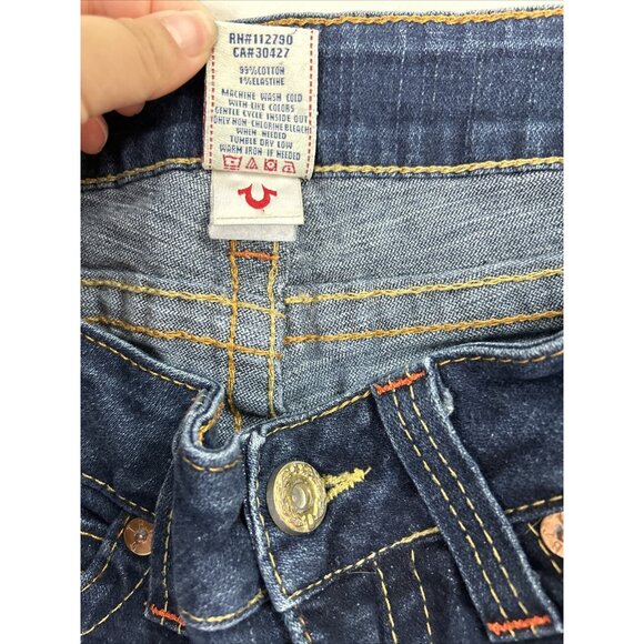 Vintage True Religion Jeans Womens Size 32 Made In USA Leather Patch Dark Blue - Picture 4 of 15